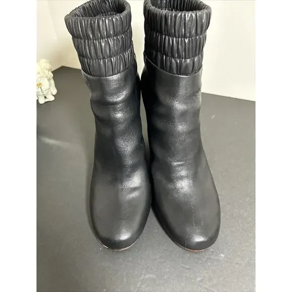 Dolce Vita Black Leather Platform Wedge Elastic Ankle Booties Boots Women's 10 - Picture 7 of 7